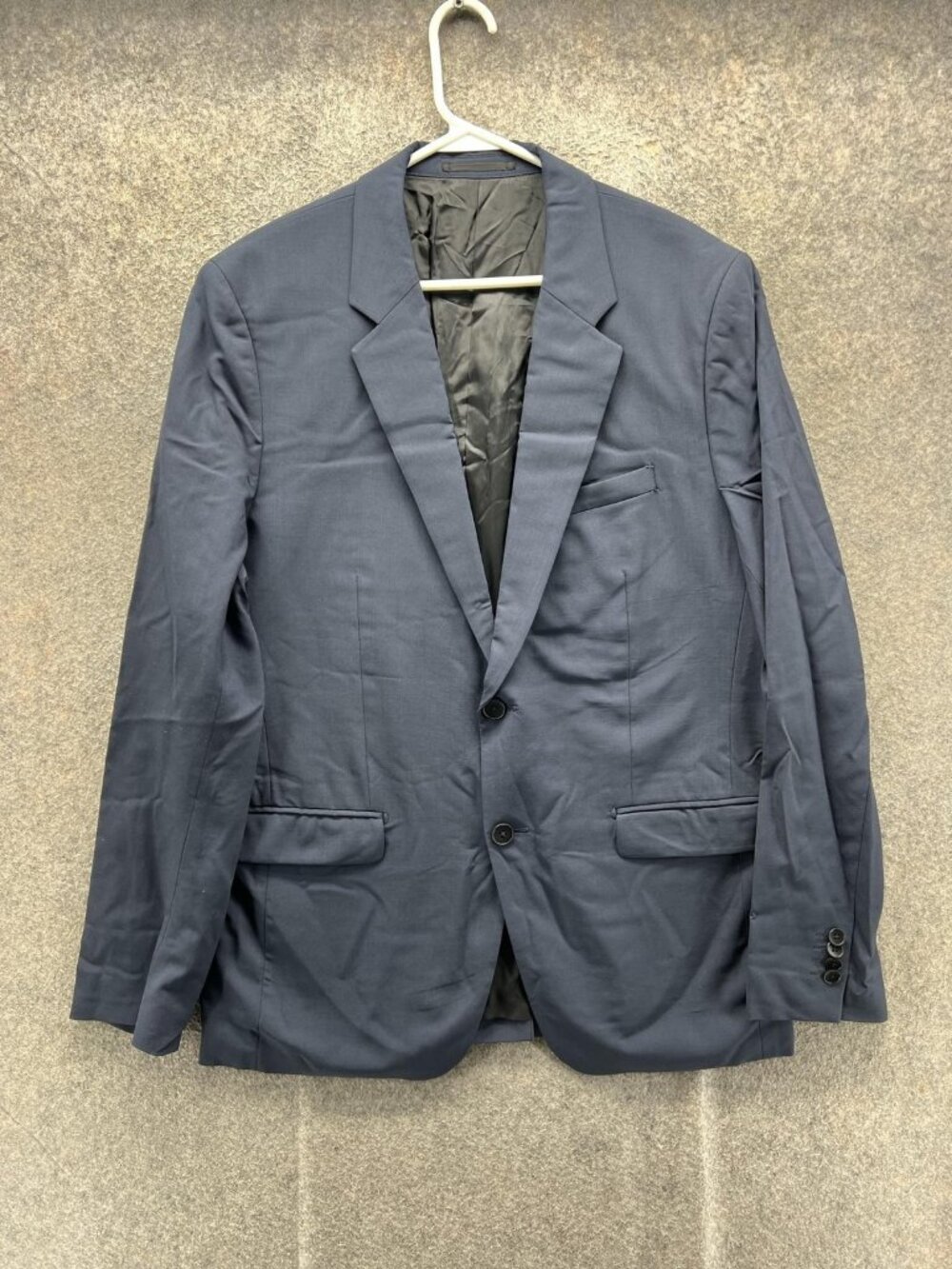 Theory Suit Jacket Mens 42R Blue Wool Solid Two Button Notch Lapel Business